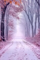 Canvas Print - Snowy Forest Road