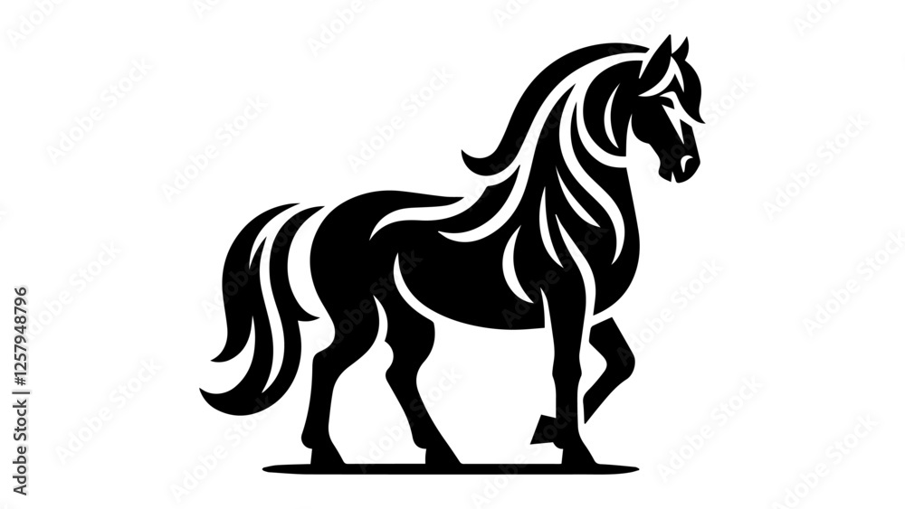 Adobe Illustrator ArVector black horse silhouette isolated view. Horse ...