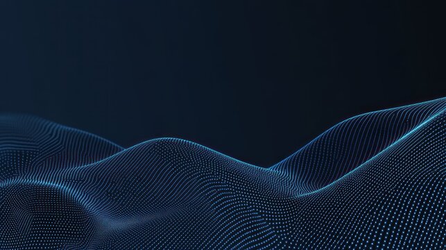 Abstract Blue Data Wave Digital Art Network Design