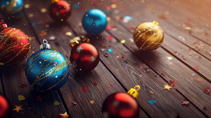 Wall Mural - christmas decoration on wooden background