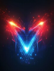 Poster - technology bright low poly connection abstract background. blue and red blurred futuristic vector de