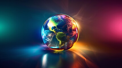 Poster - A glowing orb of Earth with colorful light streaks.