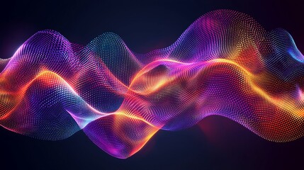 Poster - Abstract Colorful Wave, Data Flow, Digital Background, Technology Concept