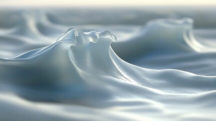 Poster - Abstract cream texture, wave pattern, soft light, background blur, cosmetic ad