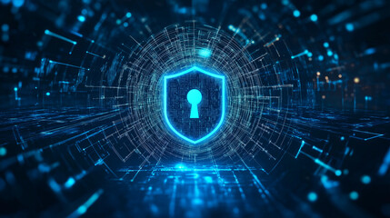 Network protection and cybersecurity , information . Future technology web services for business and internet project management . blue digital background