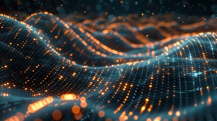 Poster - Abstract glowing grid pattern.