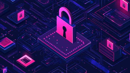 Network protection and cybersecurity , information . Future technology web services for business and internet project management . purple digital background