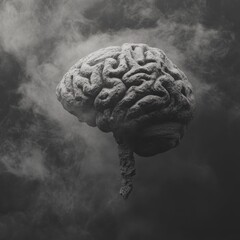 Poster - Brain fog concept with textured brain model
