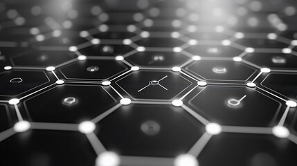 Poster - Abstract Hexagon Network, Data Flow, Technology Background, Digital Connectivity