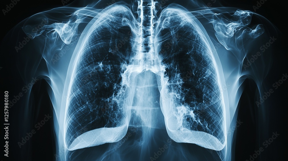 X-ray of lungs highlighting awareness for lung cancer detection and ...