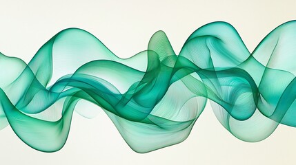 Poster - Abstract teal waves flowing, light background, design element