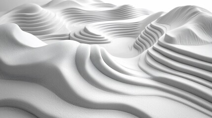 Aufkleber - Abstract white landscape, textured hills, background design, 3D render, architectural concept
