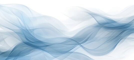 Wall Mural - Abstract Flowing Blue Gradient Pattern. Swirling Smoke-Like Waves on White Background