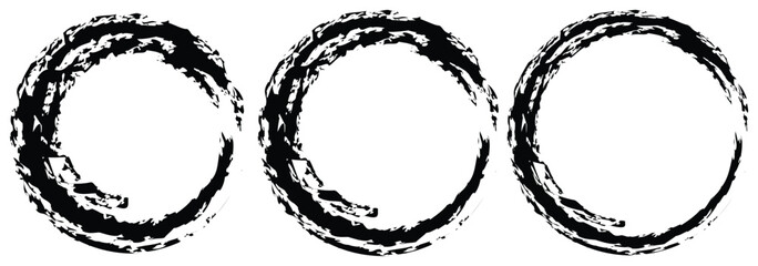 Poster - Brush circles. grunge circles. Grunge circles set. Grunge round shapes. Circular ink brush stroke fro design elements. Vector illustration.