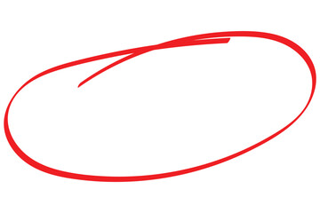 Poster - Hand drawn red circle. Red pen hand drawn doodle mark. For marking text, note, mark icon, vector. Vector illustration.