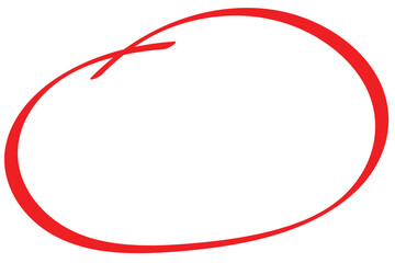 Poster - Hand drawn doodle circle highlight. Red circle pen draw. Outline red drawing line clipart. Highlighter circles. Red paint circle marker. pen, pencil, logo and text check, app, web. vector illustration