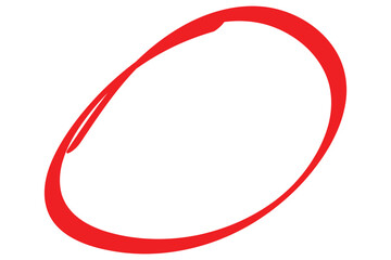 Poster - Red circle pen draw. Highlight hand drawn circle isolated on white background. Brush marker pen round ovals. Handwritten red oval frame. For marker pen, pencil, logo and text check vector illustration