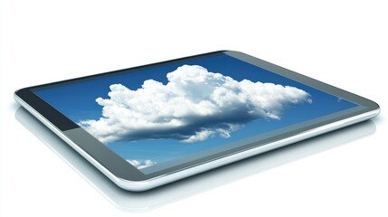 Poster - Cloud-based business strategy interface on a smart touchscreen device.