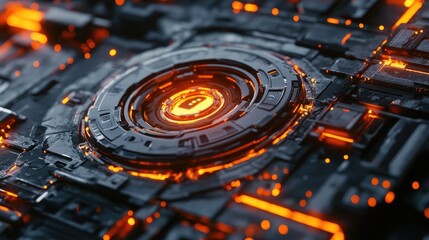 Poster - Cybersecurity AI concept with a futuristic digital shield and data encryption.
