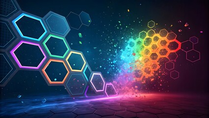 Poster - abstract background with hexagons