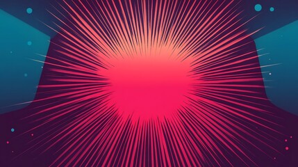 Wall Mural - Vibrant pink red burst radiates energy dark background. AI Generated