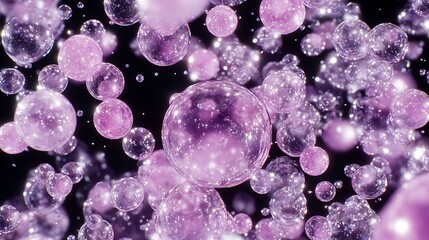 Poster - Abstract Spheres in a Magical Amethyst Orb Dreamscape Under a Cosmic Sky of Glittering Stars
