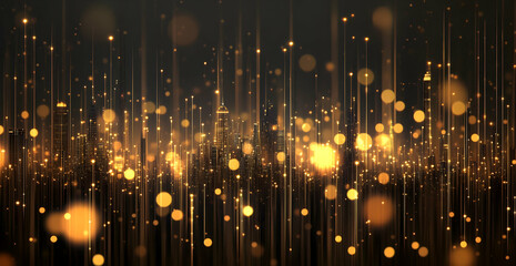 Poster - Abstract digital background with glowing waves of colorful light and dots