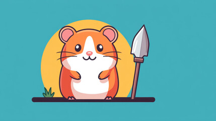 Canvas Print - Brutal hamster, A hamster dressed as a medieval knight holding a sword, captured in high fidelity, perfect for whimsical or fantasy-themed projects.