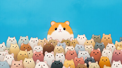 Canvas Print - Brutal hamster, A whimsical image of a hamster leading a tiny army of mice, showcasing creativity and fun in a vibrant, high-fidelity art style.