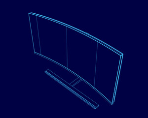 Poster - A computer monitor is shown in a blue background. The monitor is a curved