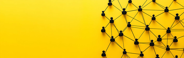 Poster - A network of interconnected spheres, each representing different connections and collaborations in the digital world