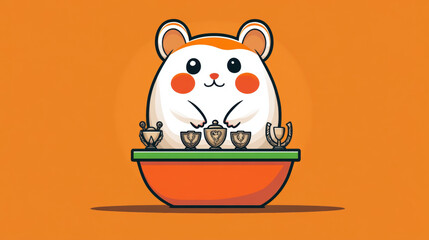 Poster - Brutal hamster, A whimsical image of a hamster sitting regally on a throne crafted from miniature battle gear, showcasing creativity and humor.