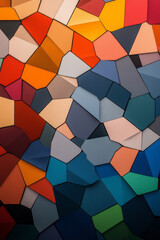 Poster - An array of brightly colored triangles and rectangles in constant motion, rearranging themselves in
