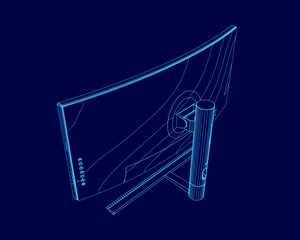 Poster - A computer monitor is shown in a blue background. The monitor is a curved