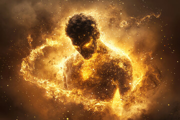 Poster - A futuristic aura surrounds a glowing humanoid shape, with wisps of sparkling energy weaving