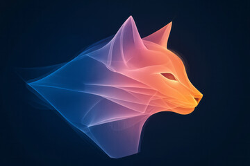 Poster - A bold, geometric rendition of an animalâ€™s face formed by angular shards in vibrant neon tones,