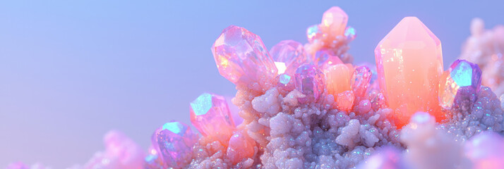 Aufkleber - Alien crystals sprouting in layered clusters, their shimmering faces evolving under fluorescent