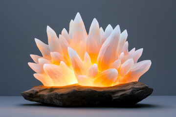 Poster - a soft glow illuminating intricate, growing crystalline networks that appear alive, gently