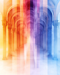 Poster - A kaleidoscopic array of color-shifting pillars advancing and receding, generating a vibrant,