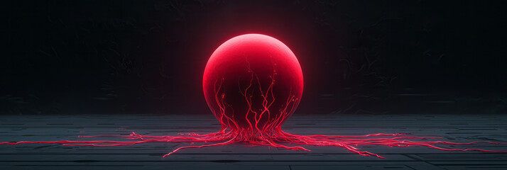 Aufkleber - A slow-breathing red orb surrounded by lit nerve-like offshoots, the entire form oscillating gently