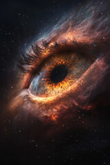Poster - A mystical, eye-shaped formation emerging from vibrant nebula dust, subtle stars shimmering around