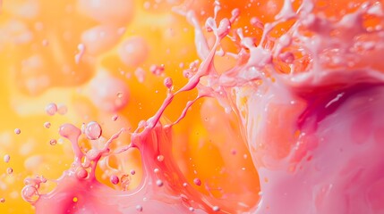 Poster - Vibrant Abstract Liquid Splashes in Shades of Pink and Orange