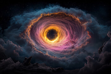 Aufkleber - A cosmic phenomenon where spiral clouds converge into a vibrant iris, shimmering starlight