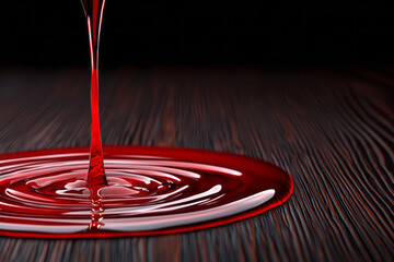 Aufkleber - A refined pour of burgundy wine descending in a thin arc, the final drops creating tiny splashes