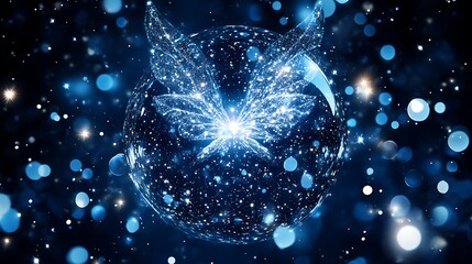 Wall Mural - celestial butterfly sphere of light and energy in cosmos backdrop of deep space and stars