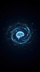 Wall Mural - AI Brain Illustration with Nebula Elements