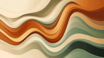 Poster - Abstract flowing lines or waves in warm, earthy tones like beige, terracotta, and muted green.
