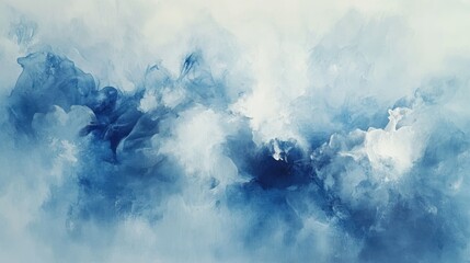 Poster - Abstract smoke or mist designs in soft shades of blue and white, creating an ethereal and airy effect.