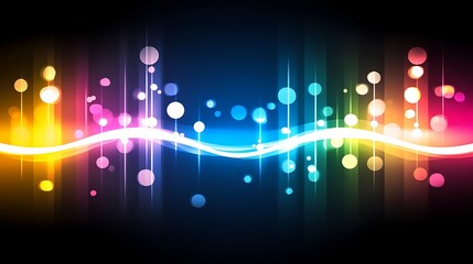 Poster - Colorful Abstract Background with Shining Line and Bubbles Visual for Modern Tech Design Element