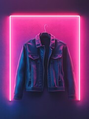 Wall Mural - Neon wall empty blank background with blue pink gradient night vibrant color bright light, retrowave synthwave glowing night life city style, abstract futuristic party club disco design, copy space